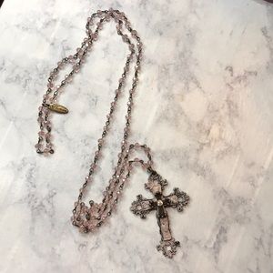 pink beaded cross necklace
